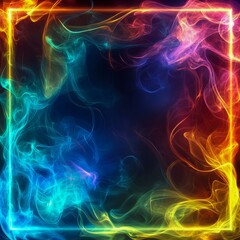 Fototapeta premium a luminous swirl of vibrant smoke and ethereal mist framed by a delicate light border dreamy and captivating