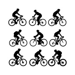 Fototapeta premium Cyclist Ride Cycle Silhouette Clipart On White Background