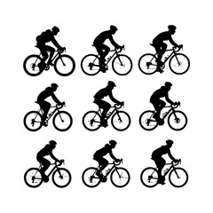 Fototapeta premium Cyclist Ride Cycle Silhouette Clipart On White Background
