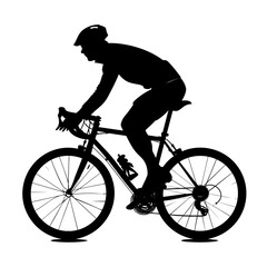 Naklejka premium Cyclist Riding Bicycle Silhouettes Clipart On White Background