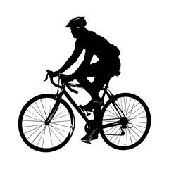 Fototapeta premium Cyclist Riding Bicycle Silhouettes Clipart On White Background