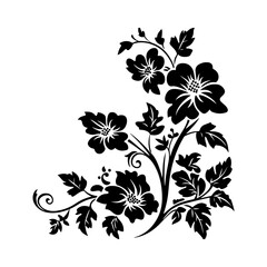 Floral Ornament Silhouette Clipart On White Background
