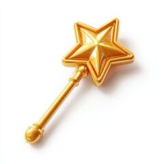 Golden star-shaped magic wand, glossy finish