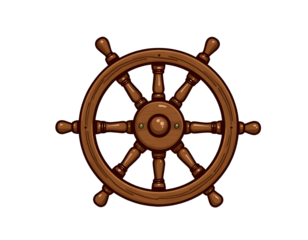 Wooden Ship Steering Wheel Illustration