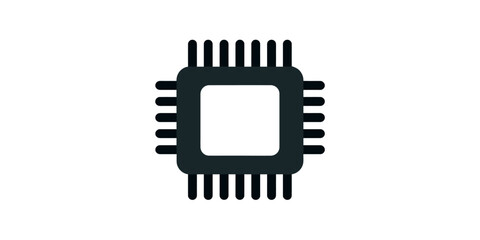 Simple Flat Style Microchip Component Electronic Technology Device Illustration