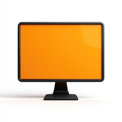 3D render of an orange monitor with a black frame and base