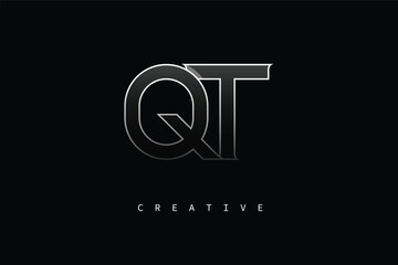 QT Luxury Minimalist Letter Logo – Modern Metallic Design for Premium Branding & Creative Identity
