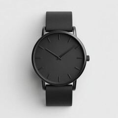 Sleek black watch on a light background