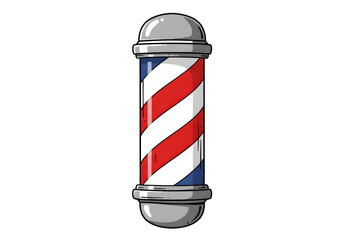 Classic barber pole with iconic red white blue stripes evokes timeless style and grooming expertise