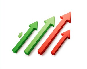 Growth chart with multiple arrows, green and red