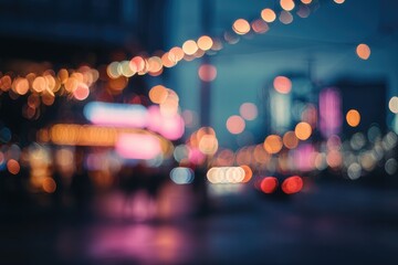 Blurry urban night scene with vibrant lights