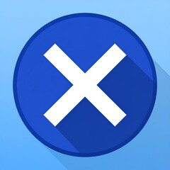 Obraz premium Blue circle with white X