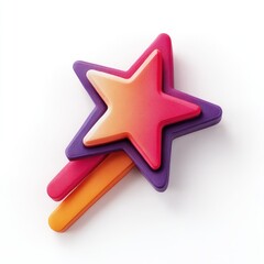 Obraz premium Three dimensional stars layered together, forming a stylized shooting star, with vibrant, gradient colors