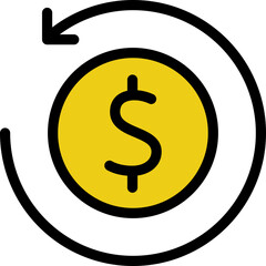 Gold Coin with Dollar Outline Icon