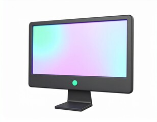 Fototapeta premium computer pc icon 3d rendering isolated on white background cartoon plastic style icon