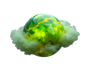 Mystical Glowing Planet Enveloped in Clouds