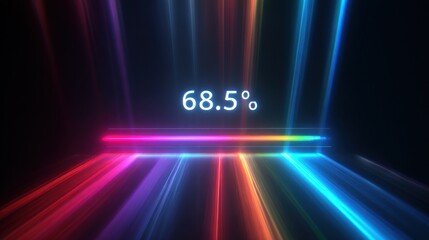 Dynamic progress bar with vibrant neon lights and digital data visualization