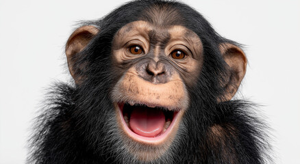 Fototapeta premium A close-up of an adorable chimpanzee with its mouth close, animal, zoo