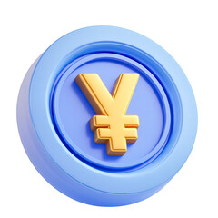 Fototapeta premium 3D blue coin with golden yuvan china symbol