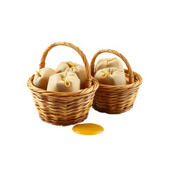 Baskets of Sacks with Handle and a Drop of Honey