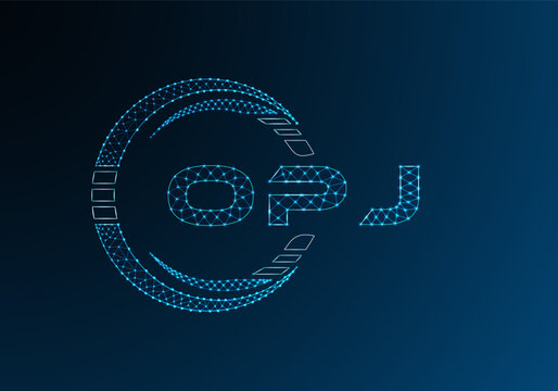 OPJ low poly letter logo vector design. OPJ lower poly logo design. Low poly logo.