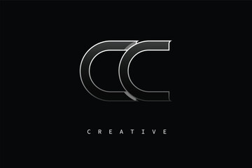 CC Luxury Minimalist Letter Logo – Modern Metallic Design for Premium Branding & Creative Identity