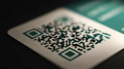 Close-up of a qr code on a card.