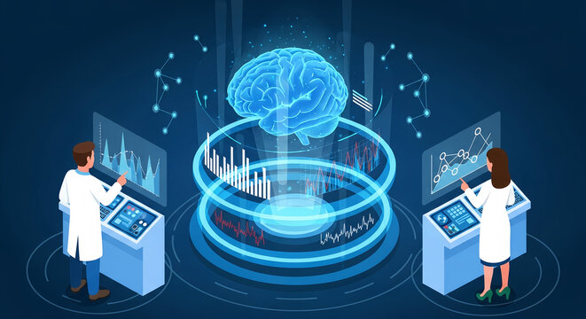 Scientists analyzing brain data with holographic display technology