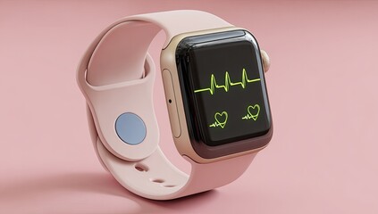 Pink smartwatch with heart rate display (2)