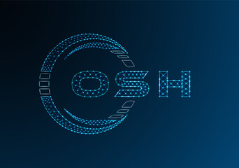 OSH low poly letter logo vector design. OSH lower poly logo design. Low poly logo.