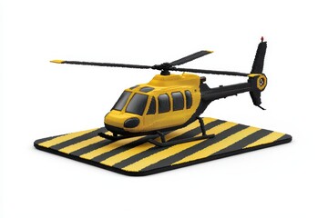 Fototapeta premium Pixelated Yellow Helicopter on Black and Yellow Helipad