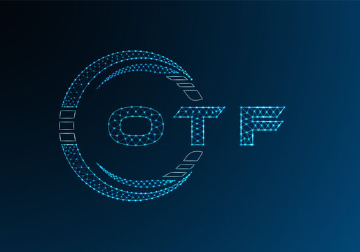 OTF low poly letter logo vector design. OTF lower poly logo design. Low poly logo.