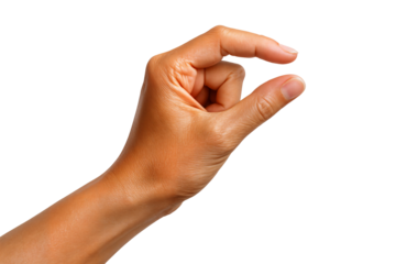 A close-up of a diverse hand making a 'small' gesture, symbolizing miniature size.