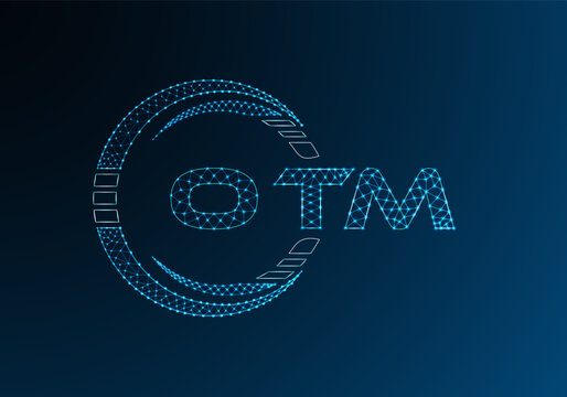 OTM low poly letter logo vector design. OTM lower poly logo design. Low poly logo.