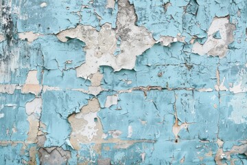 Obraz premium Old light blue weathered painted wall background.