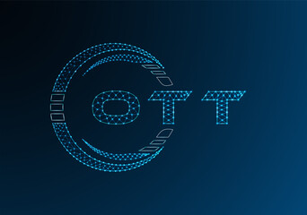 OTT low poly letter logo vector design. OTT lower poly logo design. Low poly logo.
