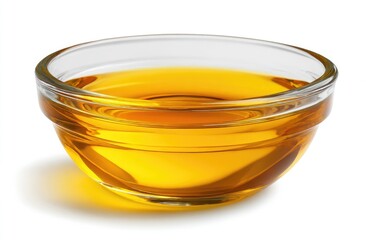 Clear glass bowl filled with golden yellow liquid