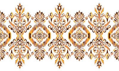 Hand draw Ikat floral paisley embroidery.Ikat ethnic oriental pattern traditional.great for background ,curtain, carpet, wallpaper, clothing, wrapping,batik,clothing or decorations.