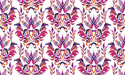 Hand draw Ikat floral paisley embroidery.Ikat ethnic oriental pattern traditional.great for background ,curtain, carpet, wallpaper, clothing, wrapping,batik,clothing or decorations.