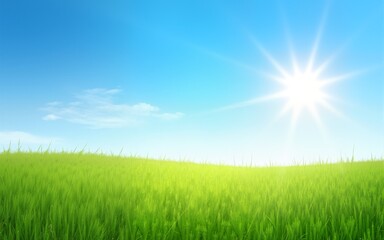 field of grass and perfect blue sky. High quality
