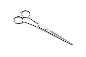 Obraz premium Professional stainless steel surgical scissors with curved blades and finger rings, isolated on a transparent background