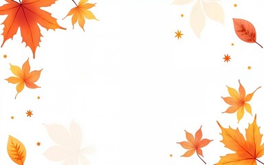 Watercolor autumn leaves isolated on white background. Autumn illustration for greeting cards, wedding invitation, quote, decorations. Autumn fall banner. AI generated. High quality