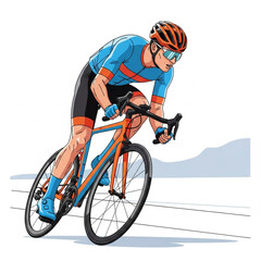 Obraz premium Cycling Race Vector Illustration – Road Bike Athlete, Bicycle Sport Icon 