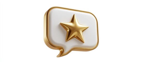 Obraz premium Gold star in a white speech bubble, 3D rendering