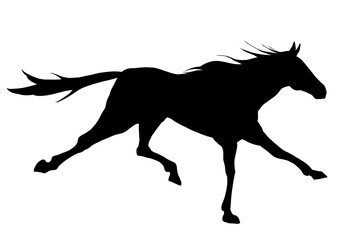 走る馬　シルエット　サラブレッド