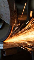 Grinding Wheel Creates Intense Sparks While Sharpening Metal