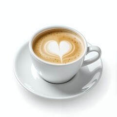 Fototapeta premium Smooth Latte in White Cup Isolated on White Background
