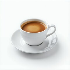 Rich Italian Espresso in White Cup Isolated on White Background