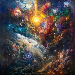 Fototapeta premium Celestial Reverberation Layers of cosmic energy reverberating with surreal power vivid and rhythmic