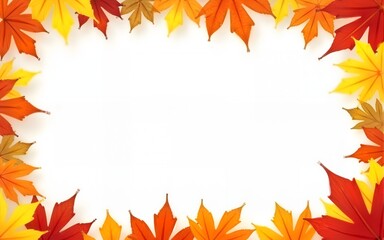 Autumn leaves  border frame with space text on transparent background. Can be used for thanksgiving, harvest holiday,  decoration and design. Vector Illustration. High quality